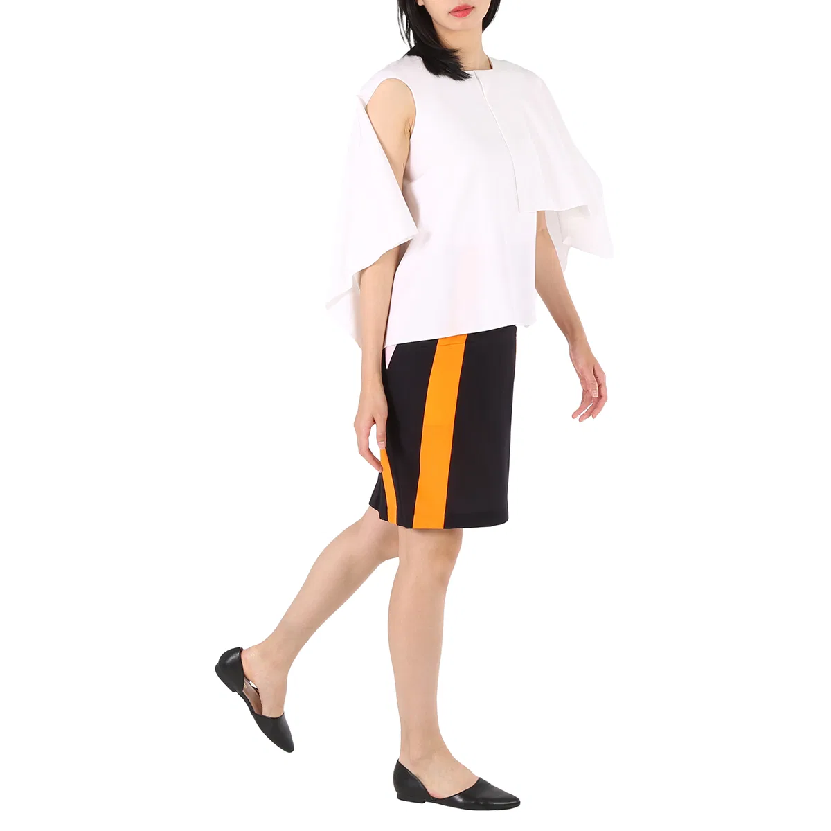 Платье с накидкой и геометрическим принтом Ladies Cape Overlay Geometric Print Silk Dress Burberry, Optic White — фото 2