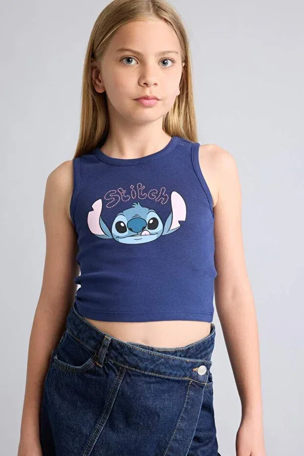 Детская майка для девочек с принтом Disney Lilo & Stitch Defacto, Navy Blue-Nv42
