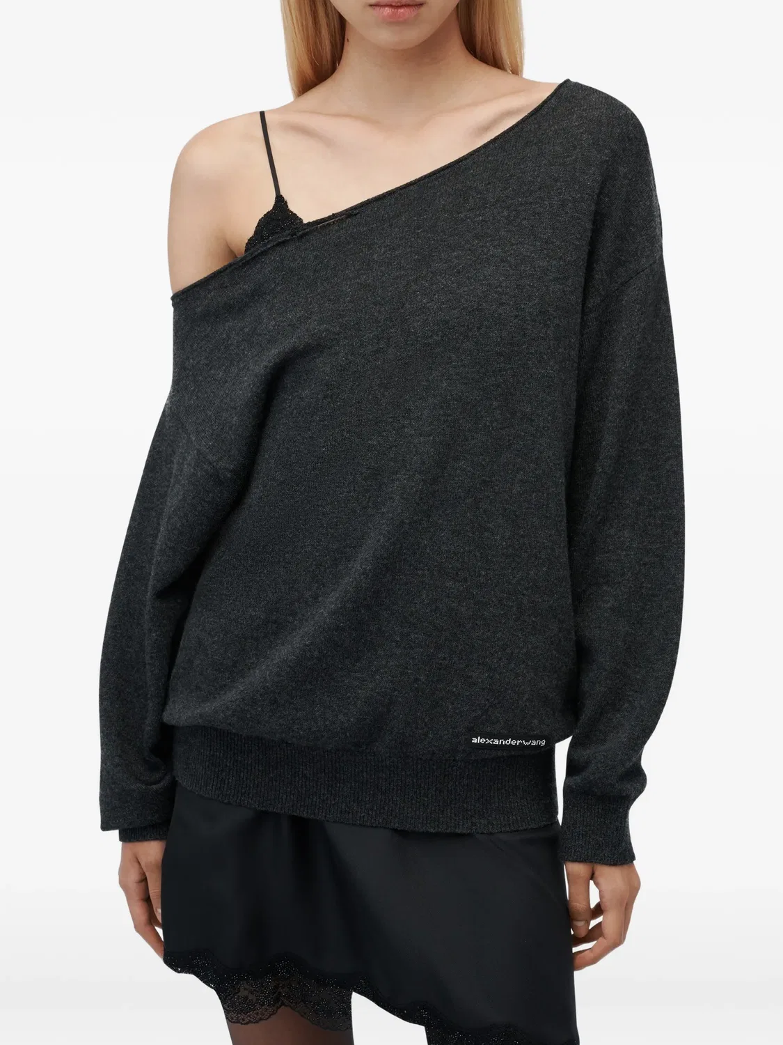 Платье-комбинация с джемпером серого цвета Alexander Wang, серый — фото 2