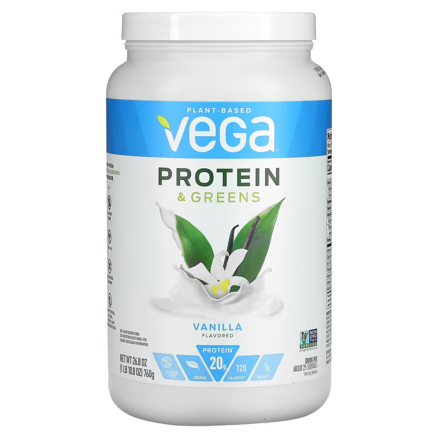 

Vega, белок и зелень, ваниль, 760 г (26,8 унции)