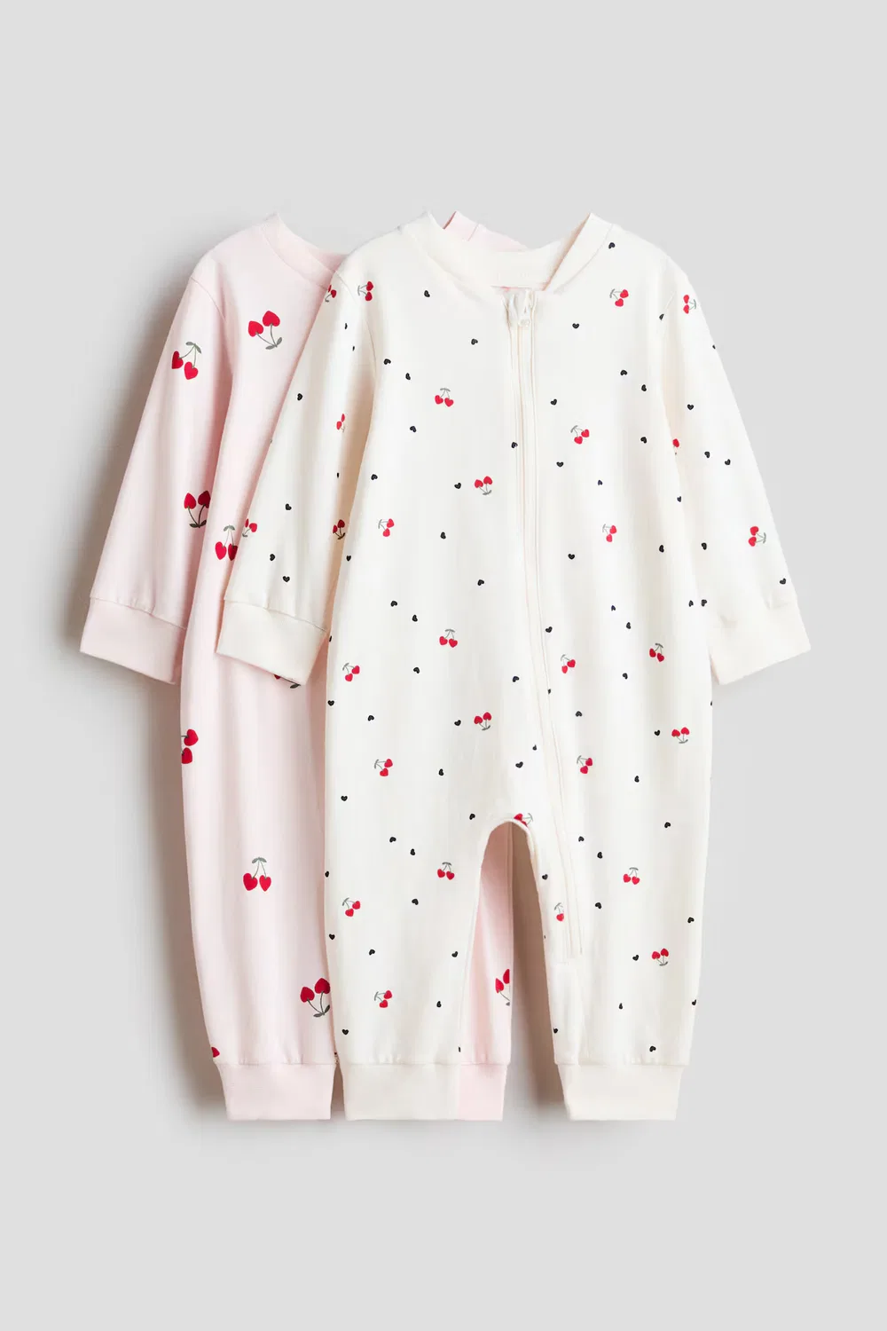 Комплект из 2 хлопковых пижам на молнии H&M, Hellrosa/Kirschen