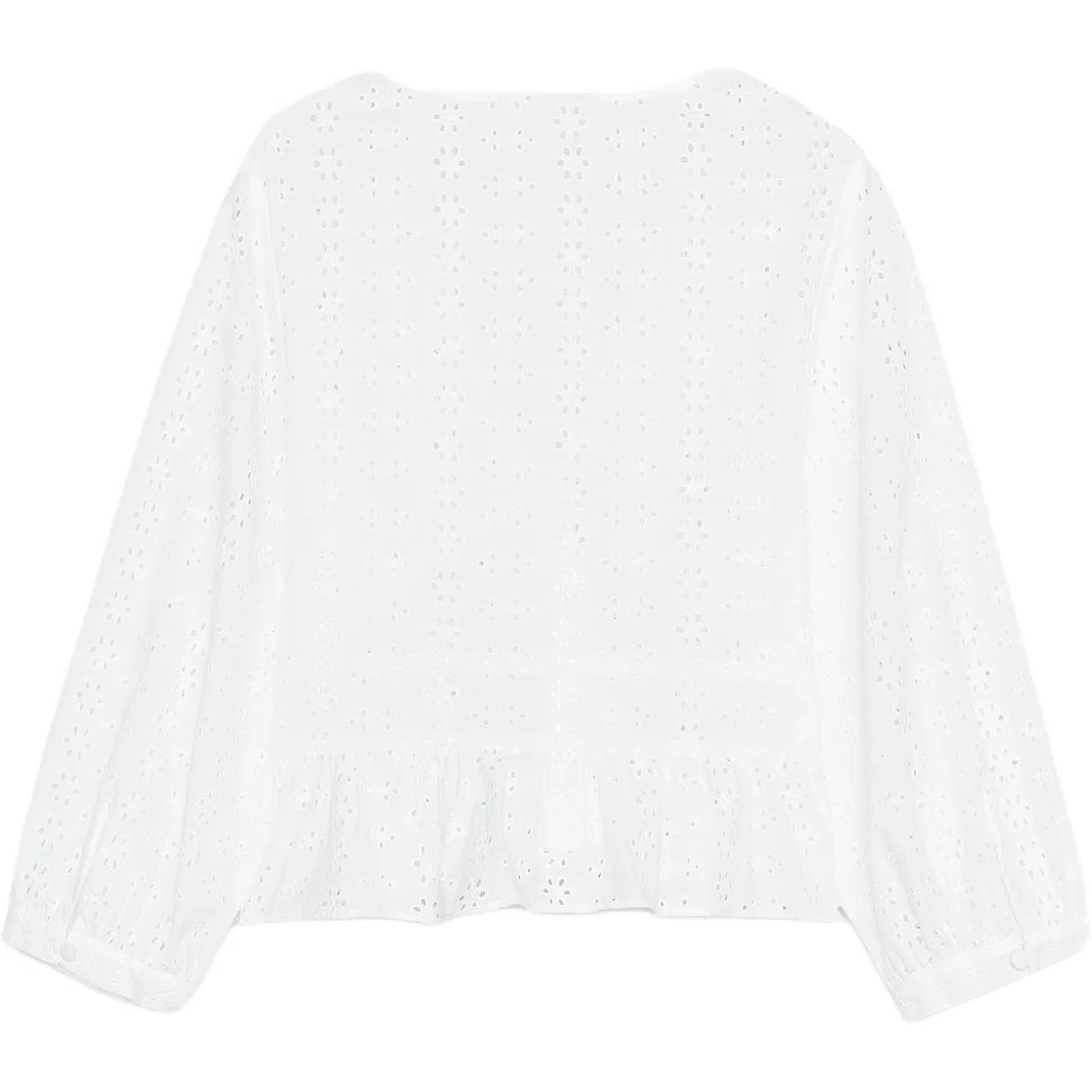 Женская рубашка с V-образным вырезом White ZARA, Белый — фото 3