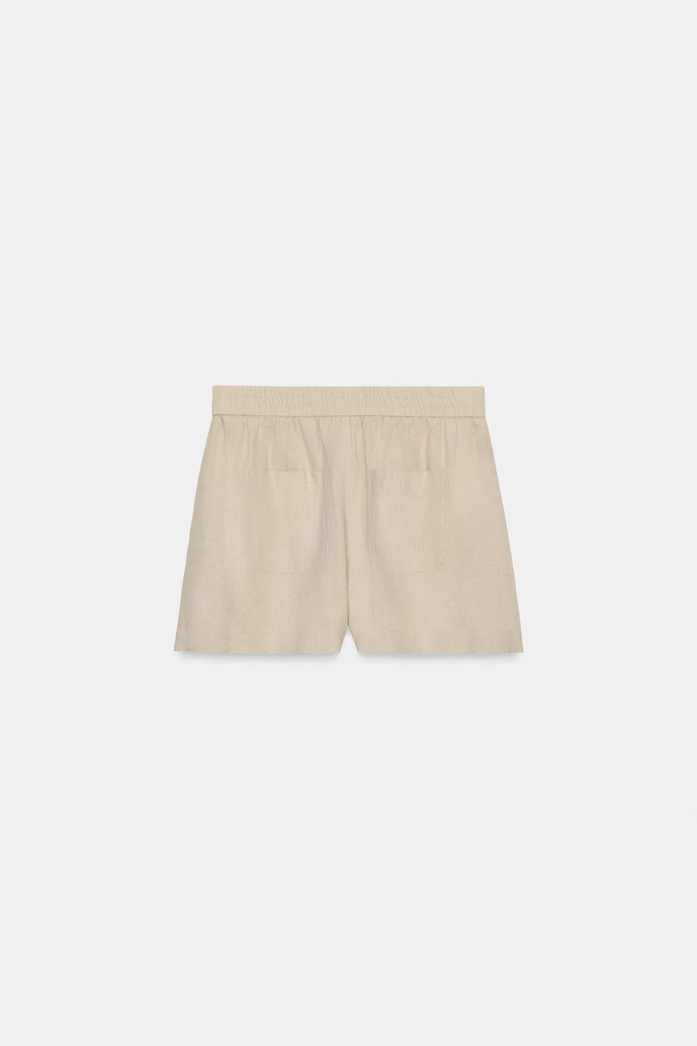 Бермудские шорты из льняной смеси с эластичным поясом ZARA, Light beige — фото 4