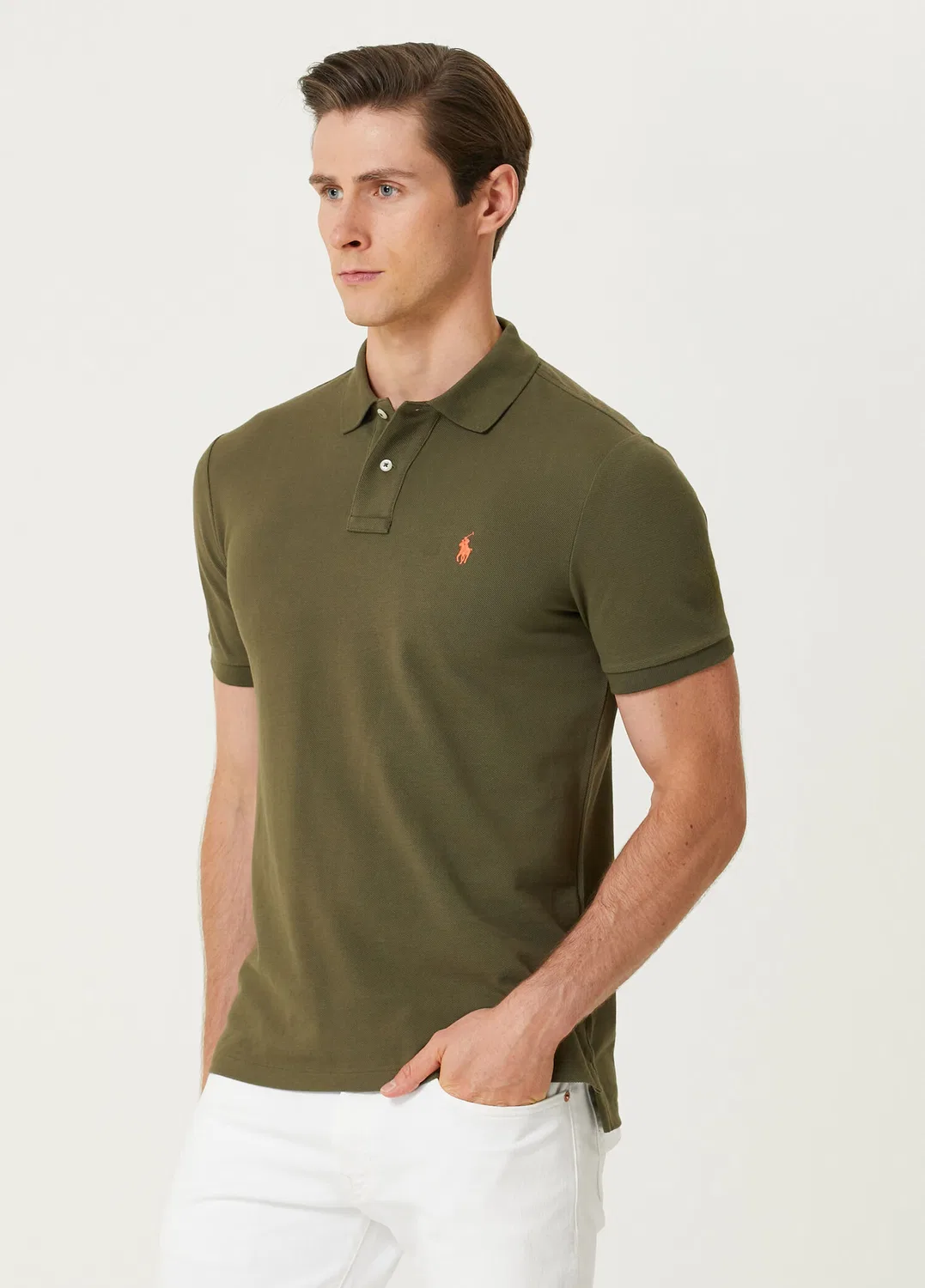 Поло Polo Ralph Lauren Slim Fit, dark khaki — фото 3