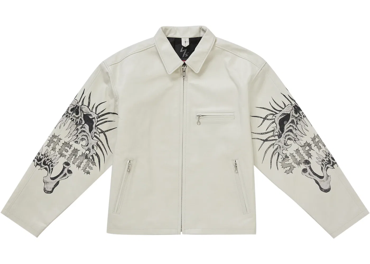 Мужская кожаная куртка с застежкой-молнией Supreme Y's by Yohji Yamamoto, White