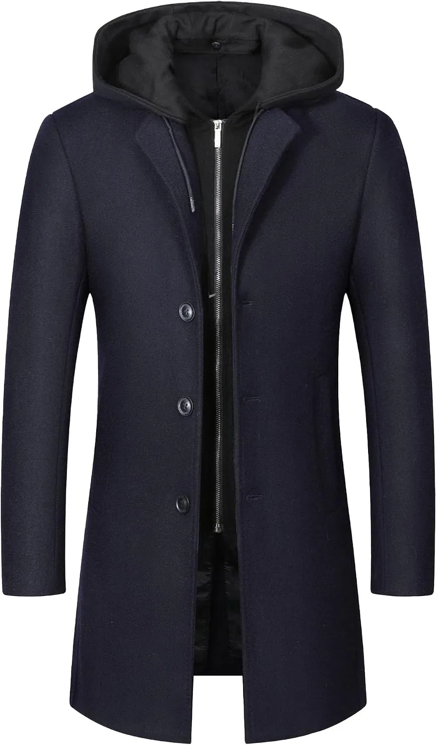 Мужское пальто из шерстяной смеси, однобортное, Slim Fit, синий