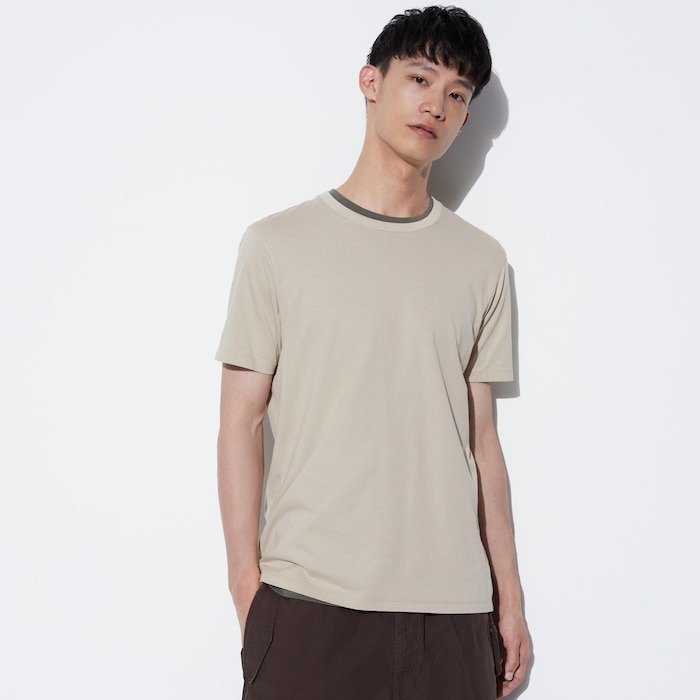 

Хлопковая футболка с круглым вырезом Supima Uniqlo, бежевый