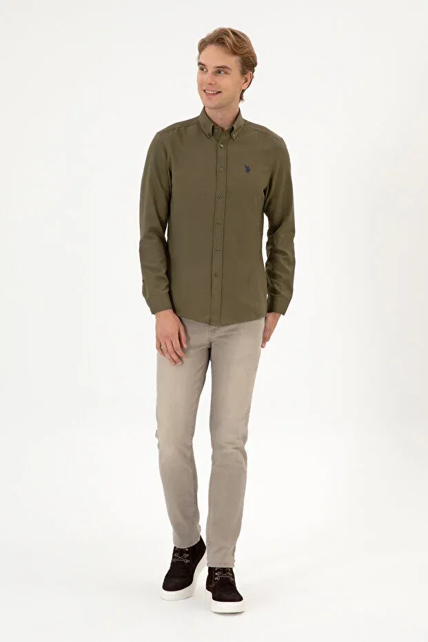 Мужская рубашка с длинным рукавом U.S. Polo Assn., Khaki — фото 4