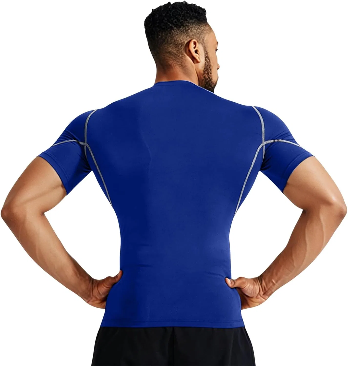 Мужская компрессионная футболка с коротким рукавом Cool Dry, Athletic, Blue — фото 2