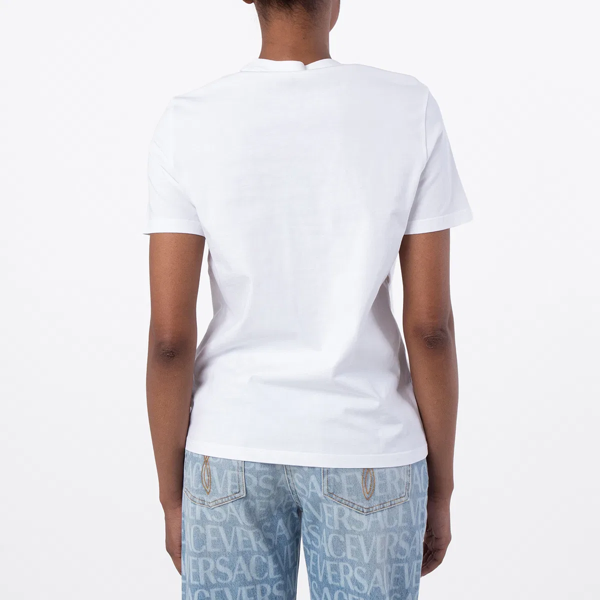 Футболка с длинным рукавом Logo-Applique Crewneck T-Shirt Versace, Optical White — фото 4