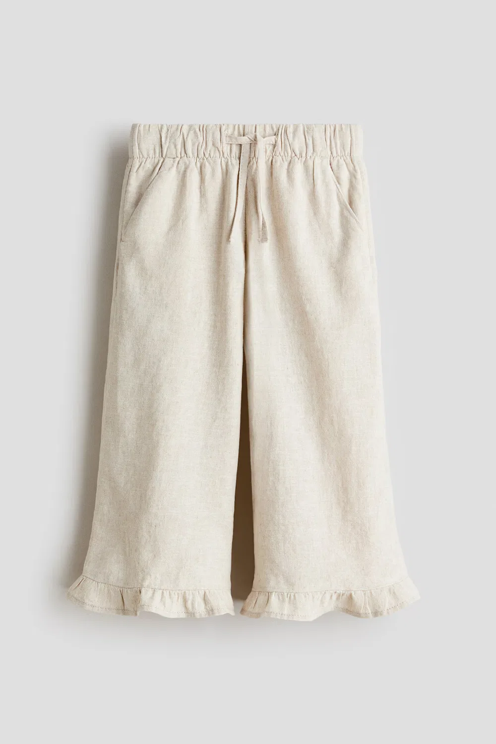 Брюки на шнуровке из смеси льна H&M, Naturbeige — фото 4
