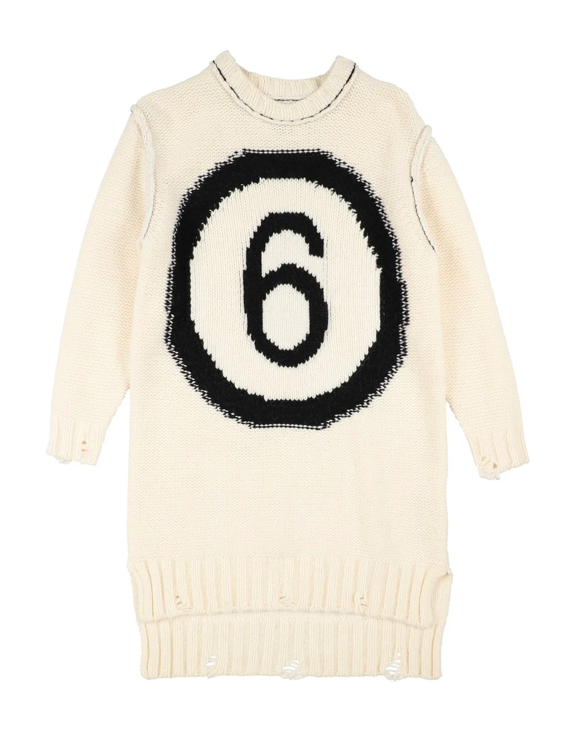 Детское вязаное платье для девочек с длинным рукавом MM6 Maison Margiela, белый
