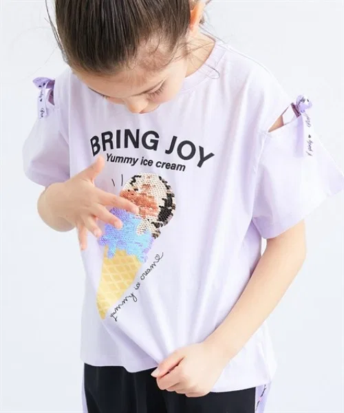 Детская футболка с принтом из пайеток Spangle Purple QUNTSTYLE, Purple