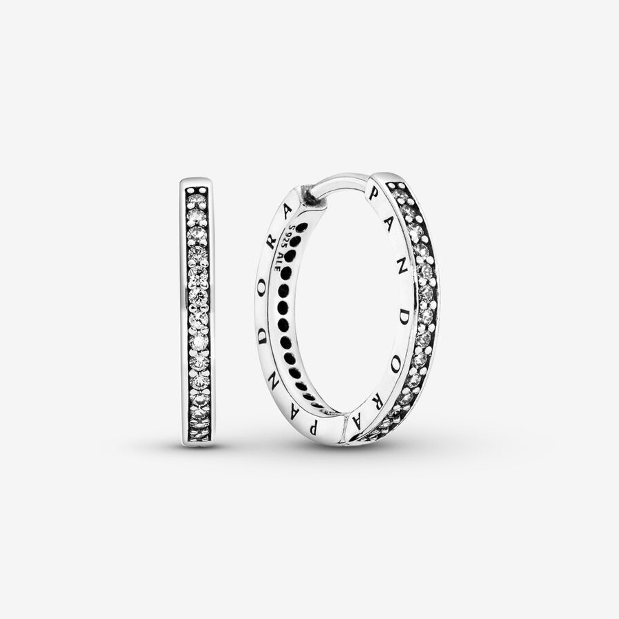 

Серьги Pandora Sparkle and Pandora Logo, серебро