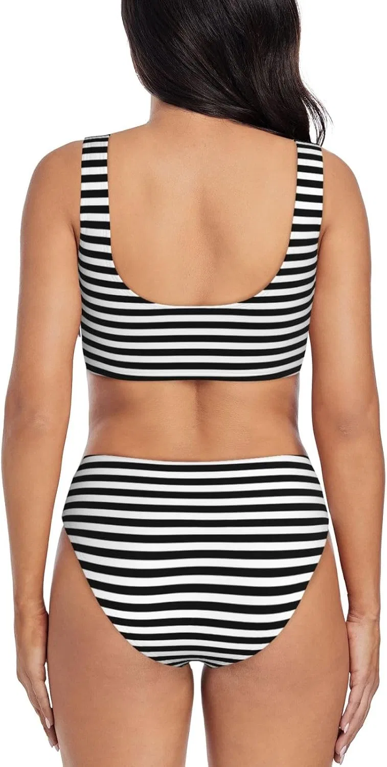 Женский бикини-комплект с вертикальными полосками Push Up Twist Front Ruched, Multicolor — фото 2