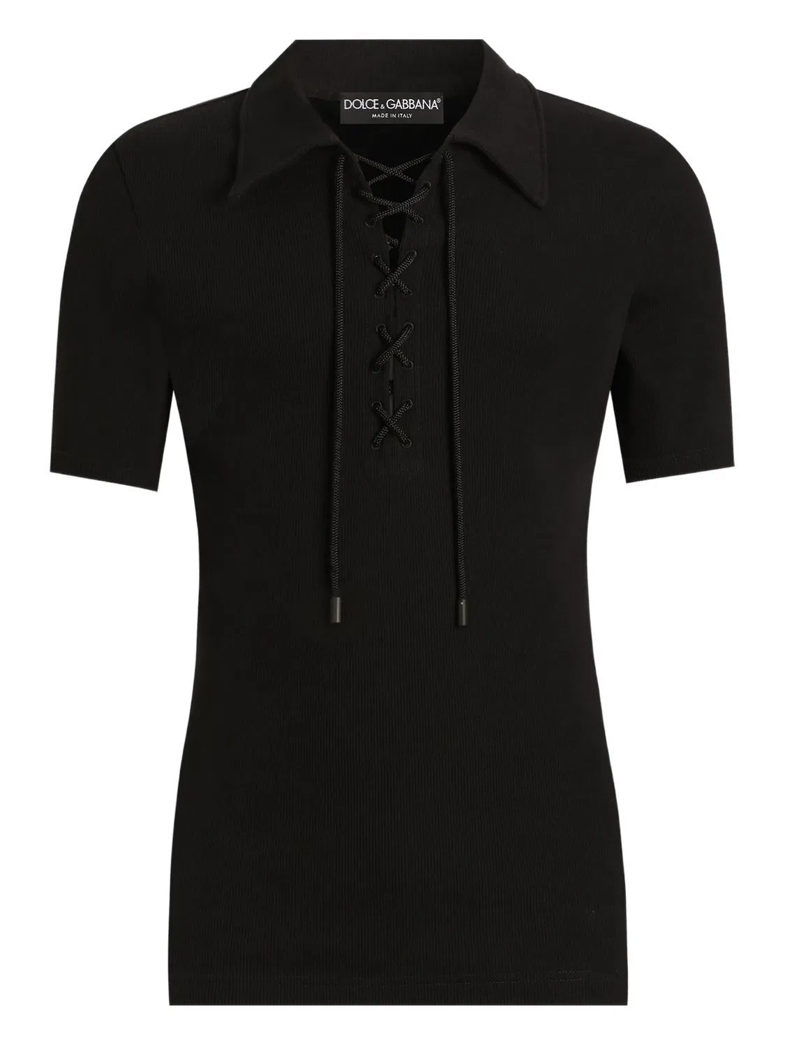 Поло с шнуровкой Dolce & Gabbana, черный