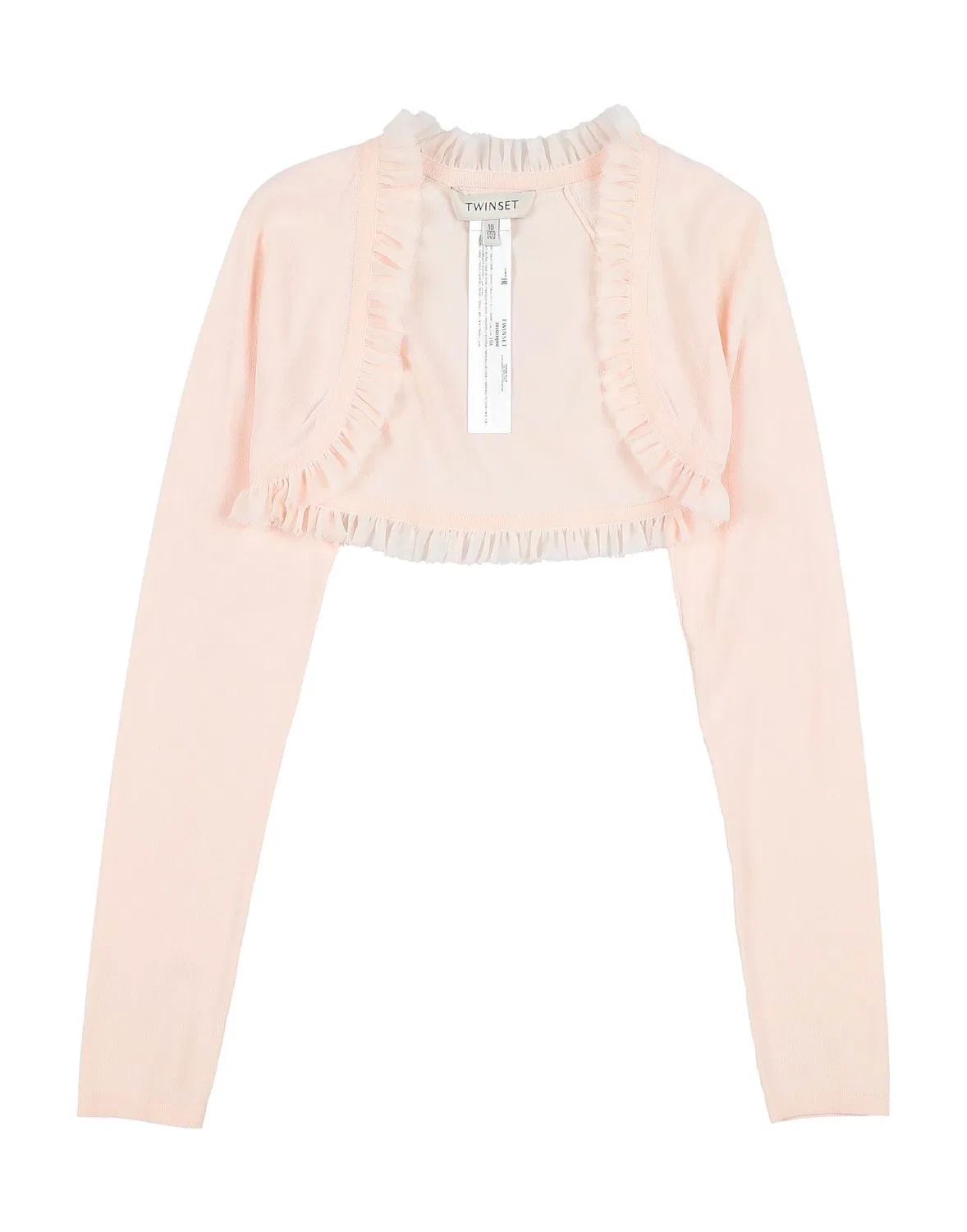 Жакет из крепа с кружевными оборками Twinset, Light Pink