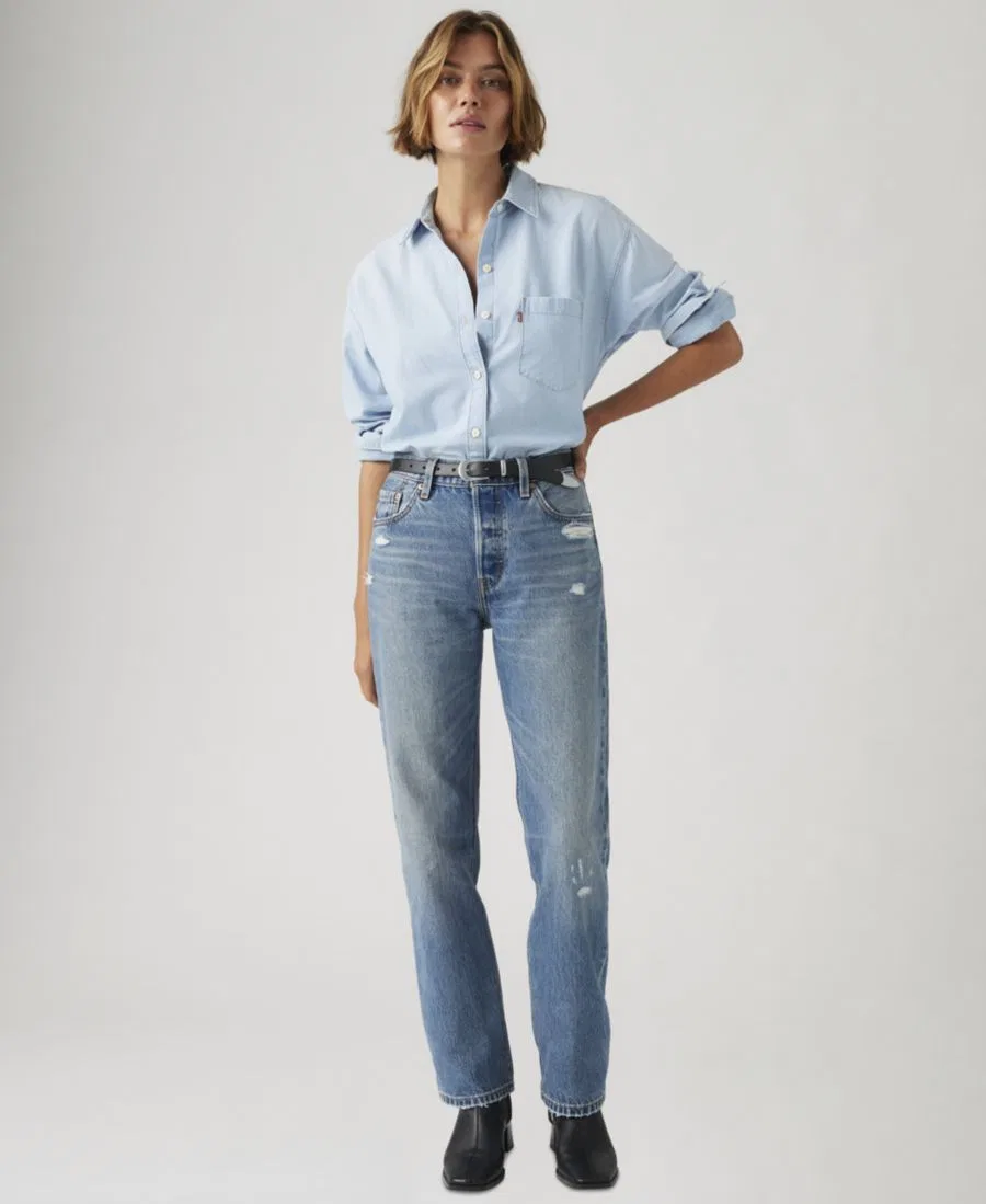 Джинсы прямого кроя с высокой посадкой 501 90's Mid-Rise Straight-Fit Jeans Levi's, Verified Vintage