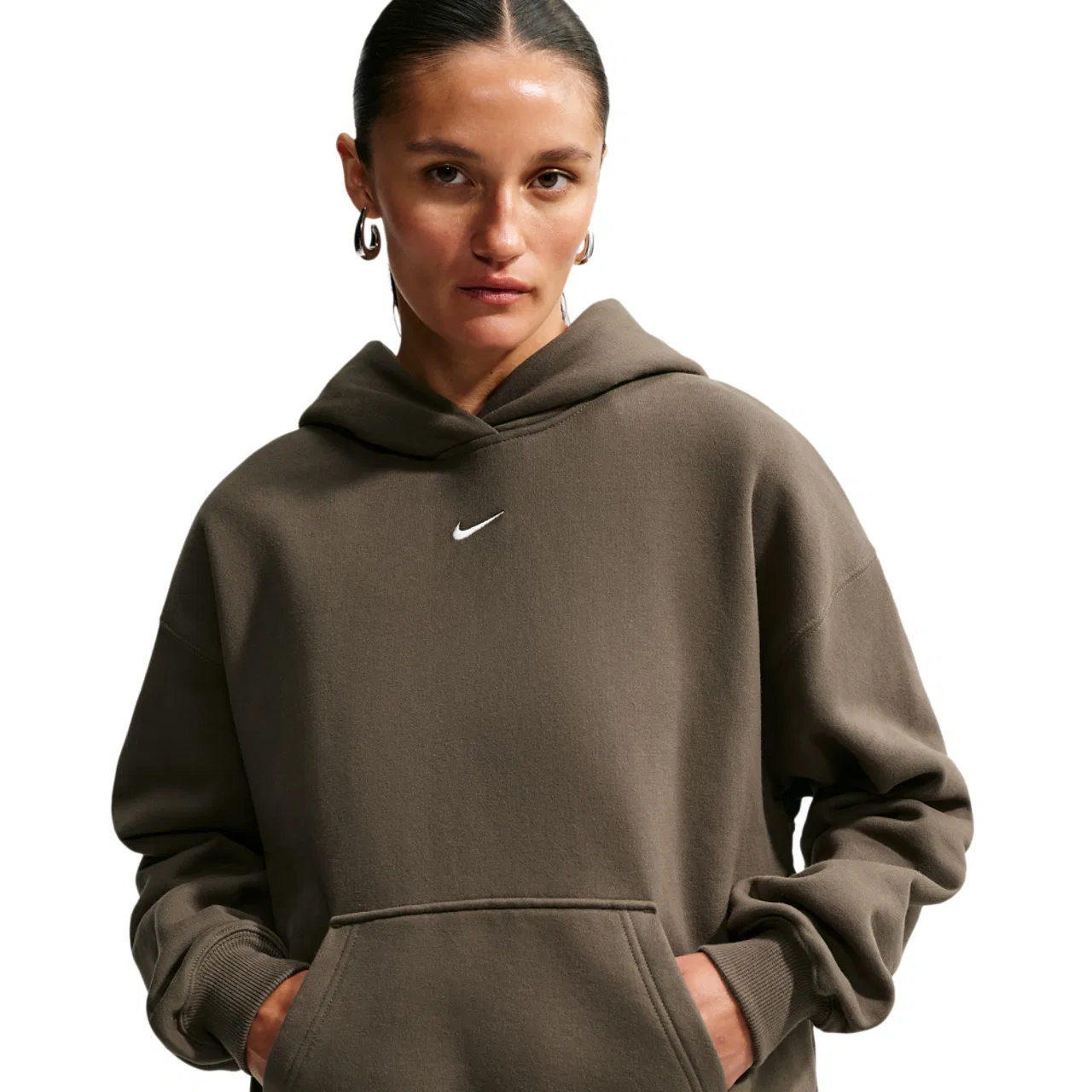 Женское худи оверсайз Nike Studio Fleece Oversized, Dark Hazel/Sail