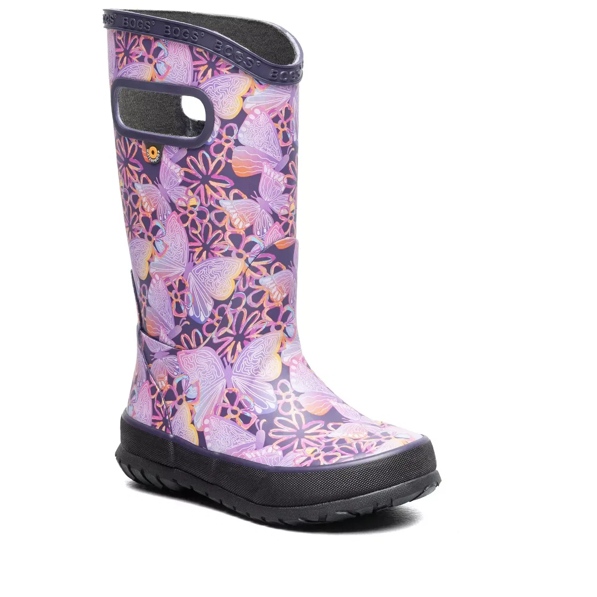 Детские сапоги для девочек водонепроницаемые Bogs Solar Butterfly, Purple Multi — фото 3