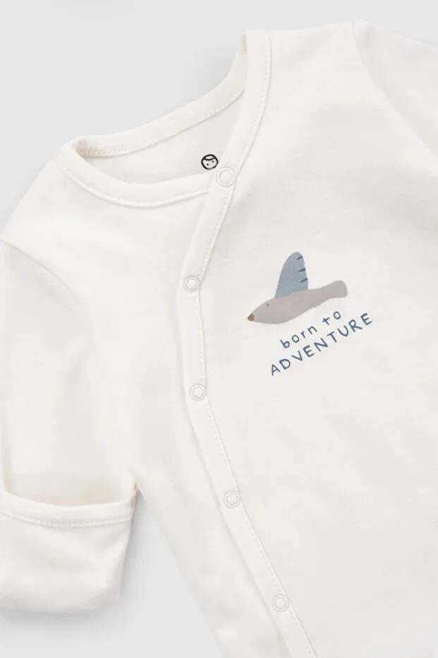 Детский комплект комбинезонов из органического хлопка Little Gusto, White - Multicolor — фото 4