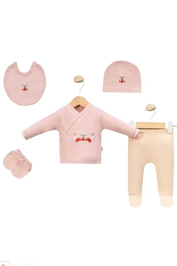 Детский комплект боди для новорожденных девочек с вышивкой гриба Mushroom embroidered Cherub Baby, Powder — фото 3