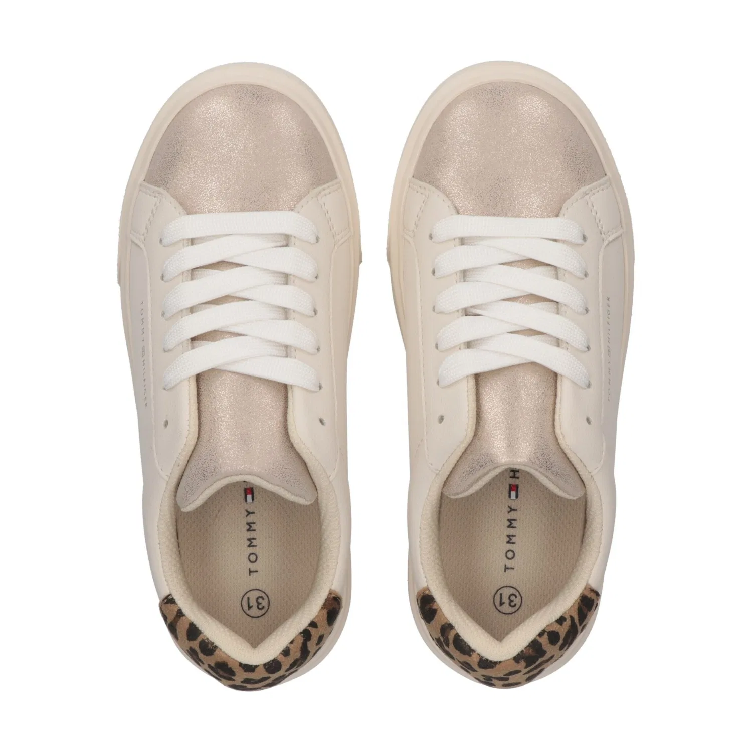 Детские кроссовки на шнуровке Tommy Hilfiger, Metallic Beige — фото 4