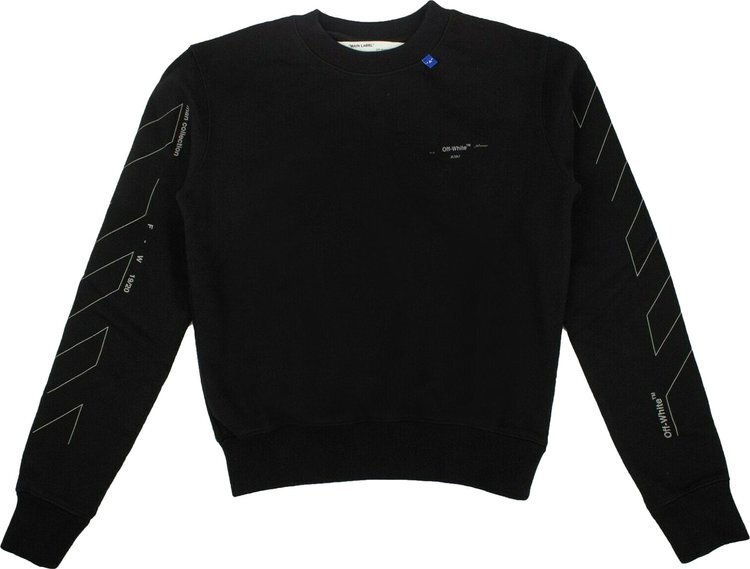 

Толстовка Off-White Diag Unfinished Slim Crewneck 'Black / Silver', черный