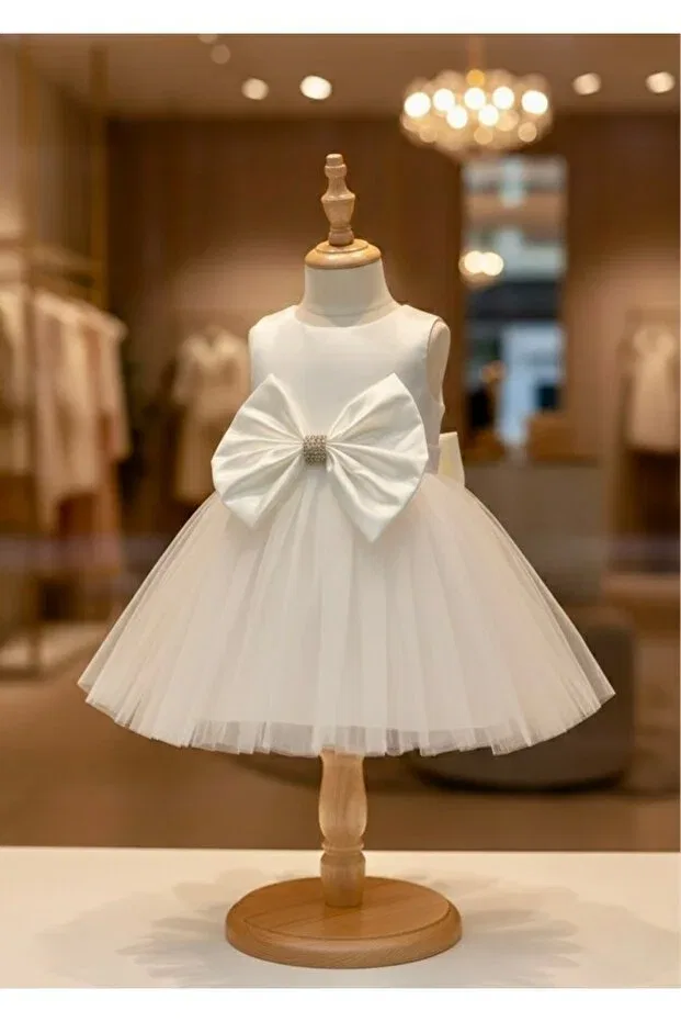 Детское платье для девочек с бантом Miaras Baby, White