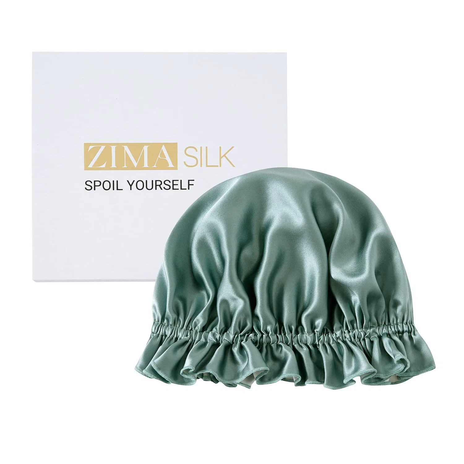 Шелковый капор для волос, ZIMASILK, двойной слой, 1 шт, Grey+Ivory