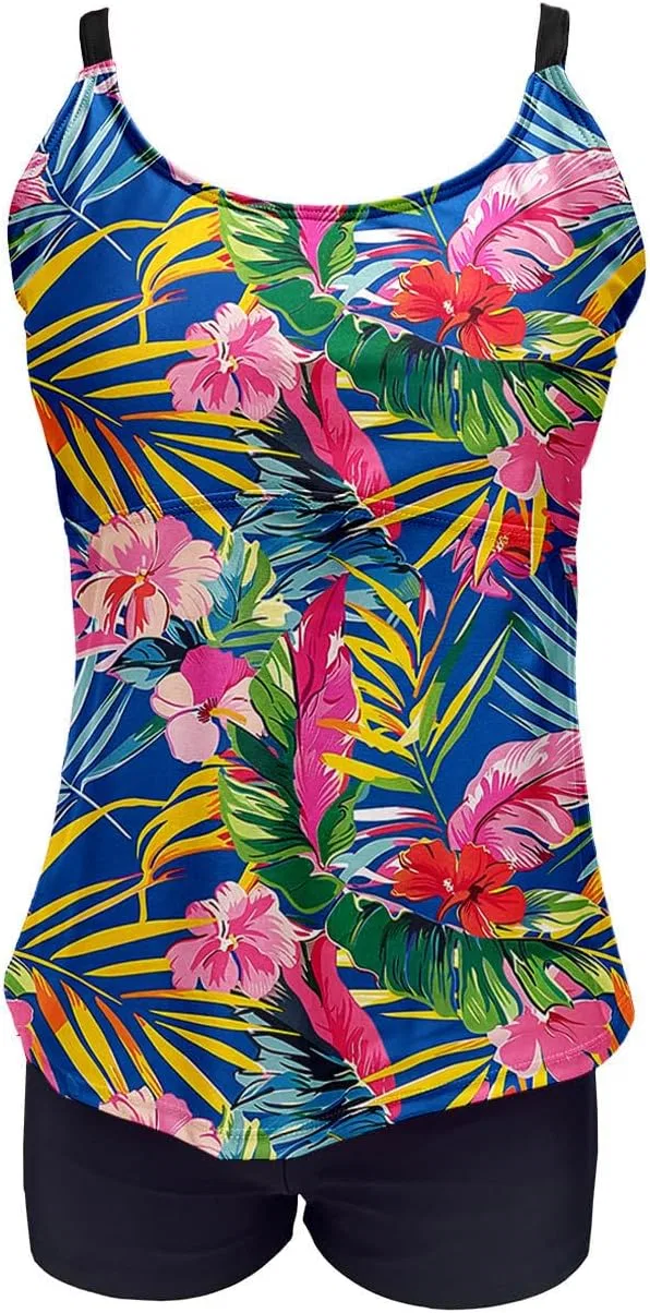 Женский танкини-купальник с тропическим принтом Slim Fitted, Multicolor — фото 4