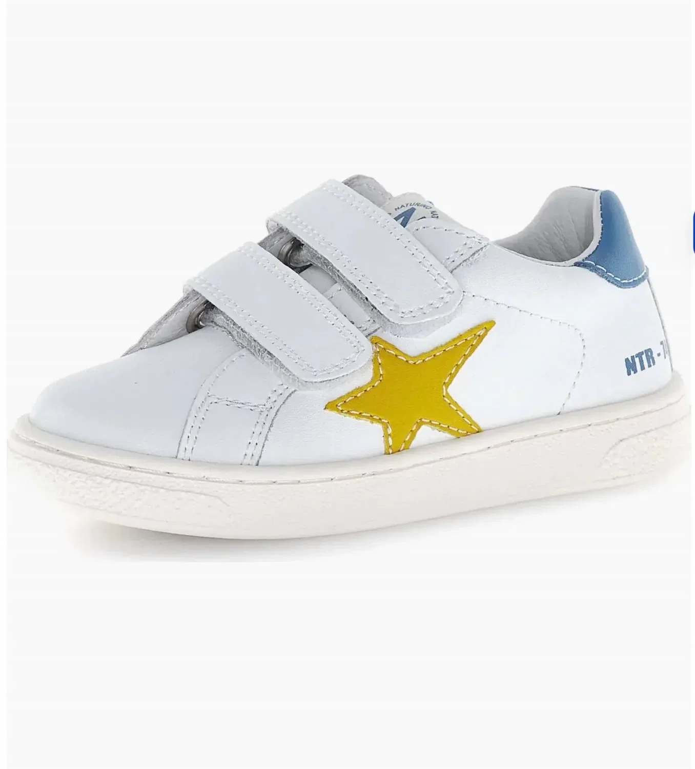 Детские кроссовки с двойной застежкой и звездой Pinn Vl Double Strap Star Naturino, White/Yellow/Mare