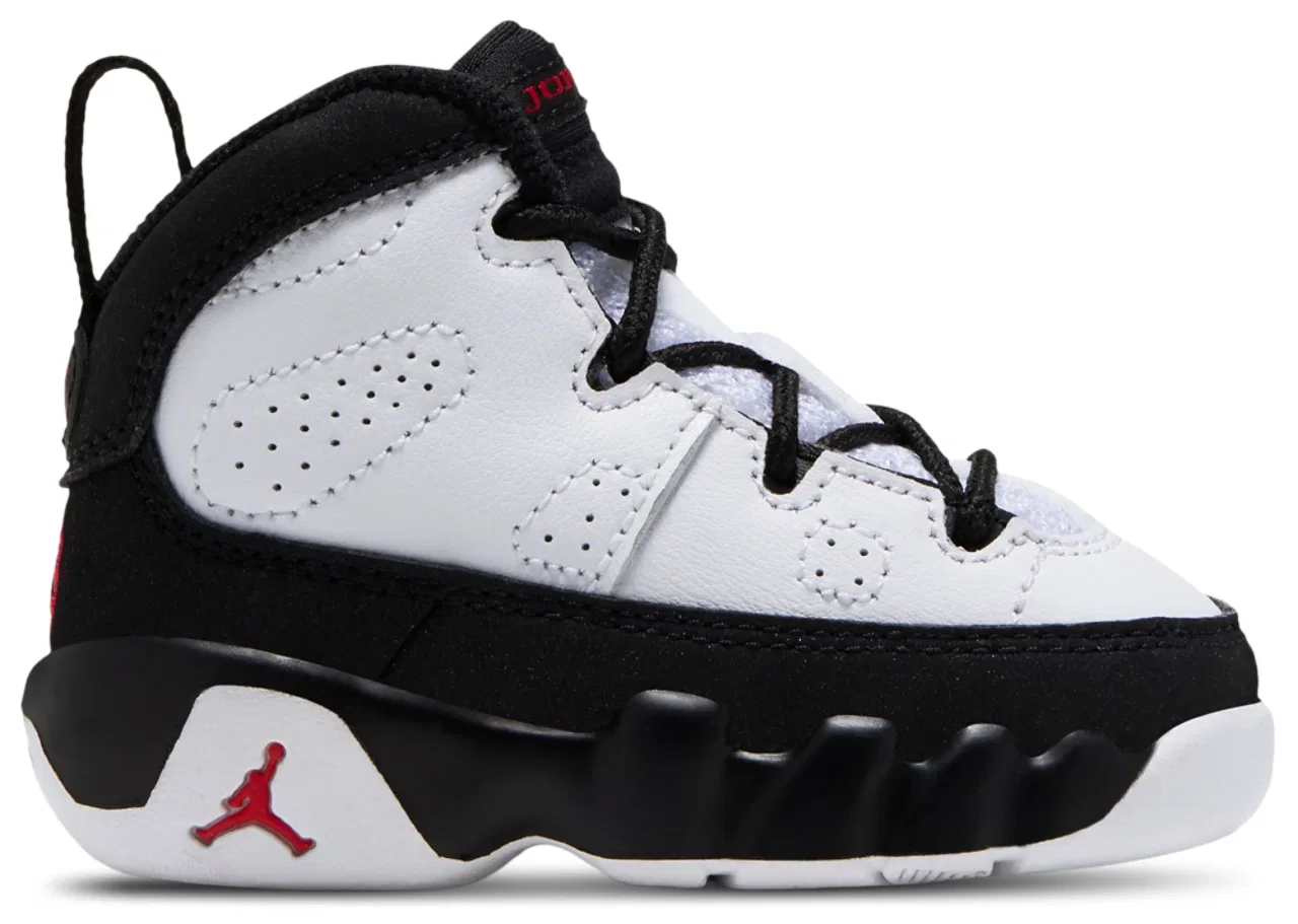 Детские кроссовки для мальчиков с кожаным верхом Retro 9 Jordan, белый/красный/черный