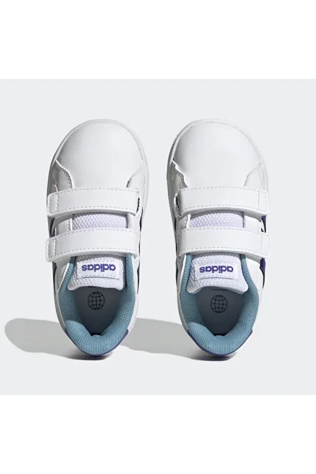 Детские кроссовки для девочек текстильные на шнуровке Grand Court Lifestyle Adidas, White — фото 3