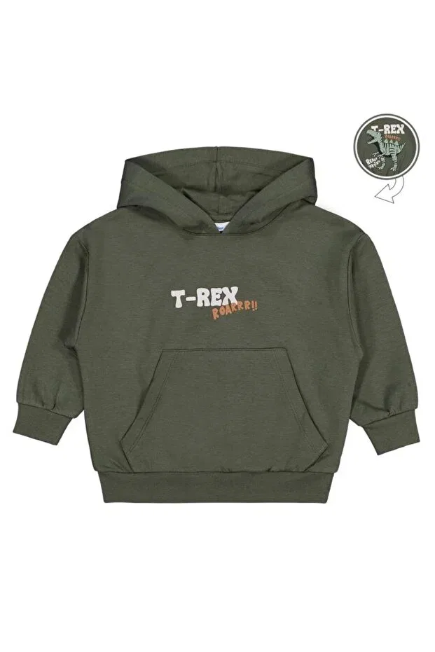 Детское для мальчиков свитшот с принтом Trex Roar Printed Civil Boys, Dark Khaki