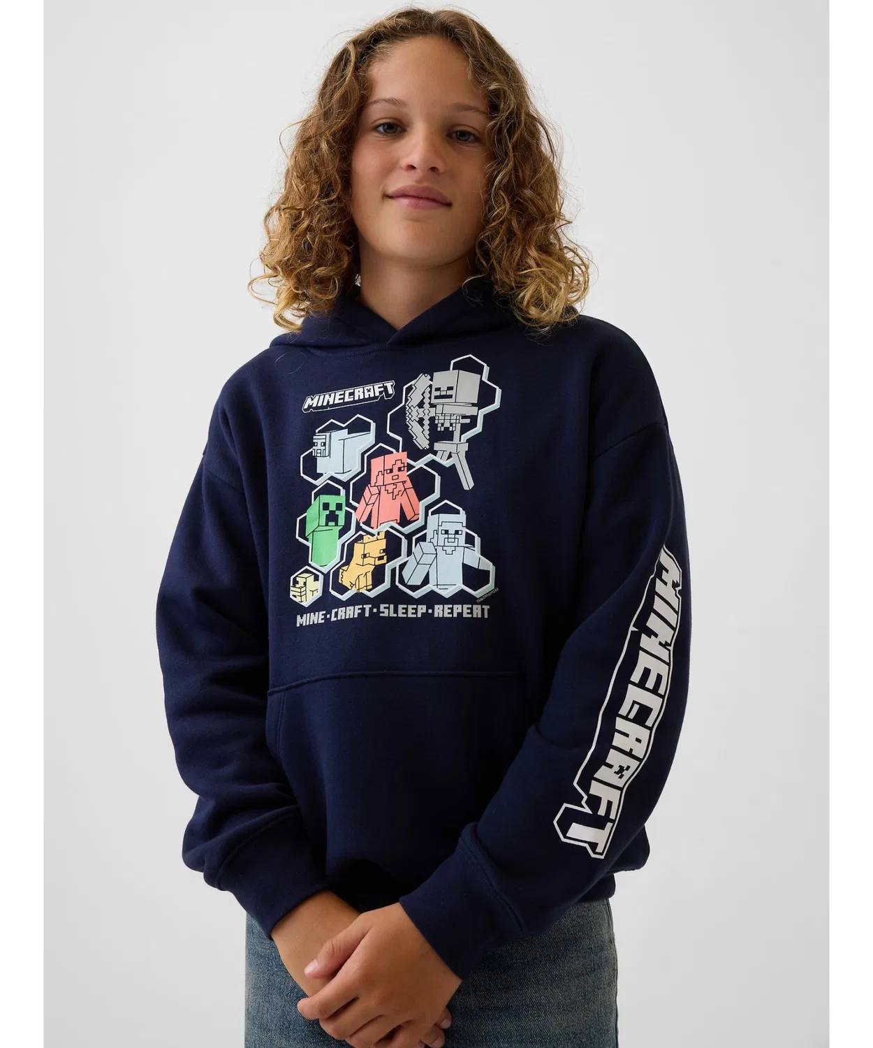 Детский худи с принтом Minecraft Relaxed Fit GAP, Navy