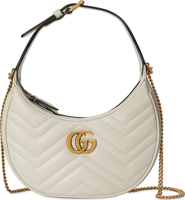 

Сумка Gucci GG Marmont Half-Moon-Shaped Mini Bag Mystic White, белый