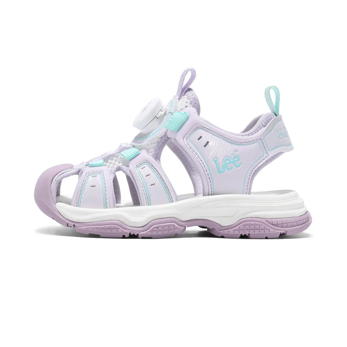 Детские сандалии с низким верхом из синтетической кожи и текстиля Beige Purple Blue, Lee, Beige Purple Blue
