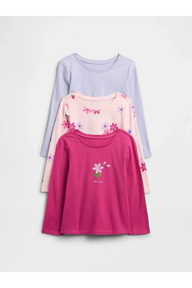Детский комплект футболок с принтом Gap, Pink-000