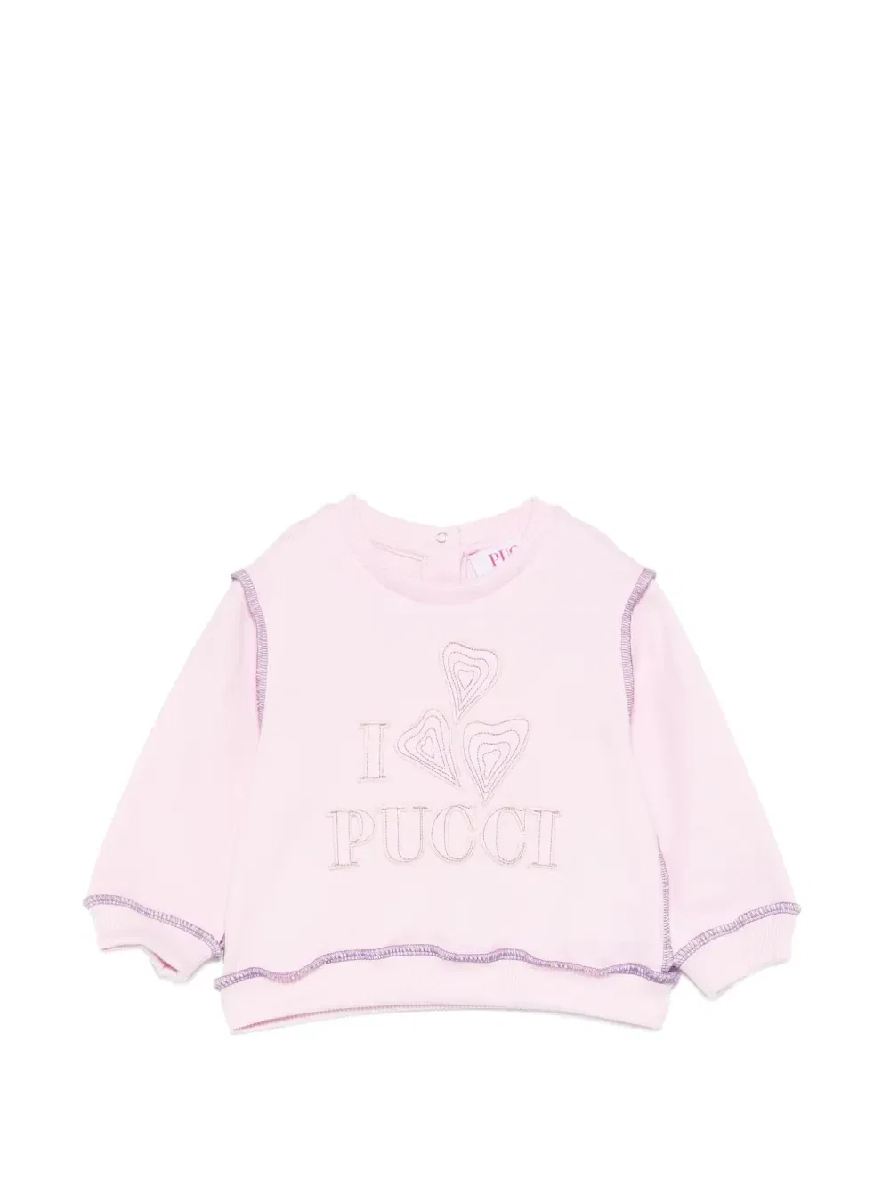 Свитшот с вышитым логотипом и контрастной строчкой Pucci Junior, розовый