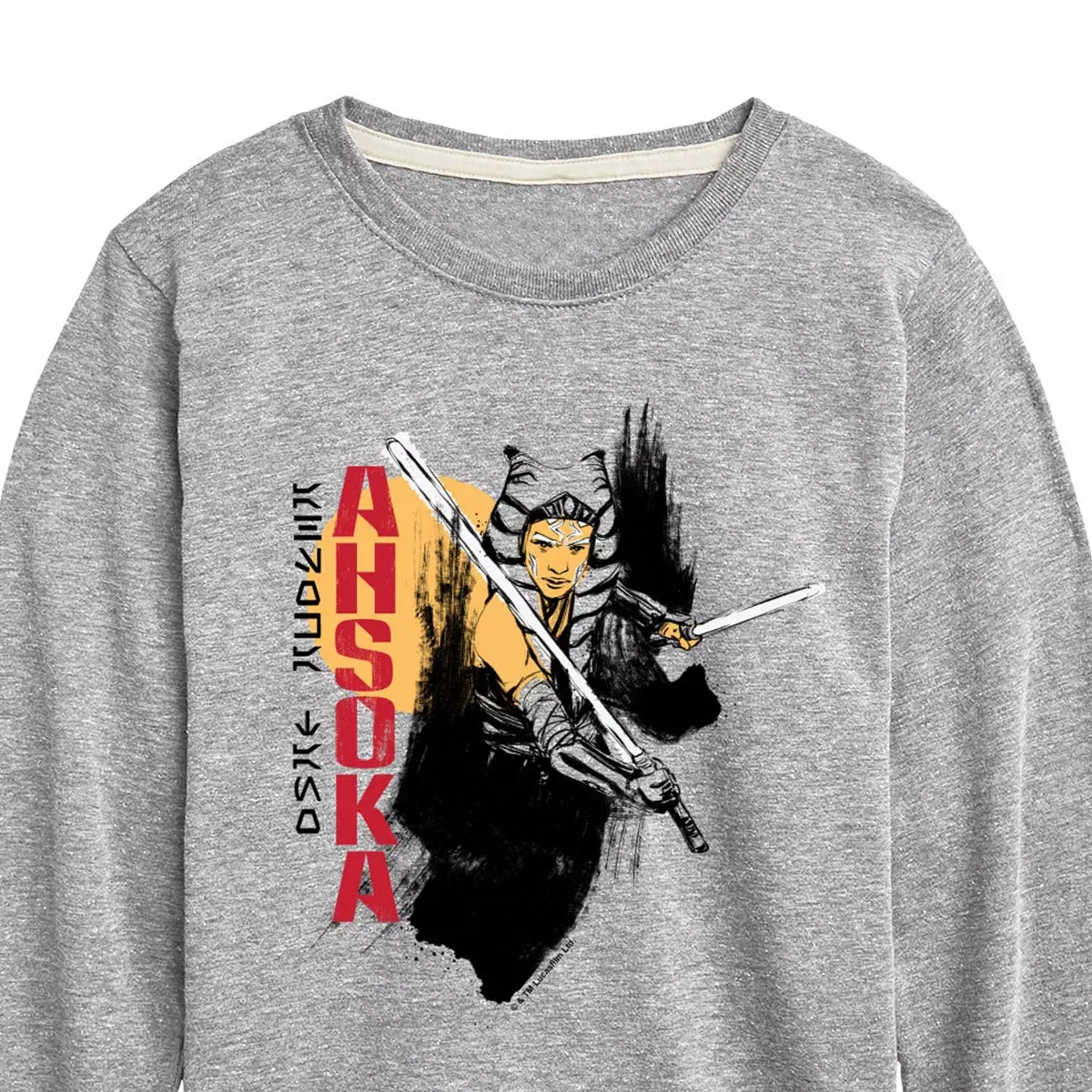 Детское лонгслив с принтом Star Wars Ahsoka Brush, Star Wars, Athletic Heather