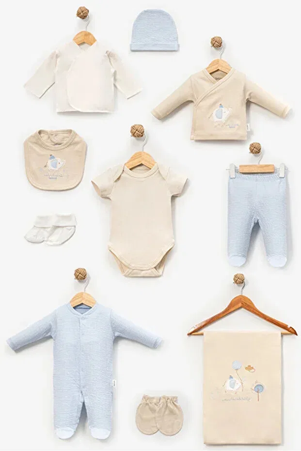 Детский комплект одежды для новорожденных с вышивкой слоников Stork Bundle, Blue