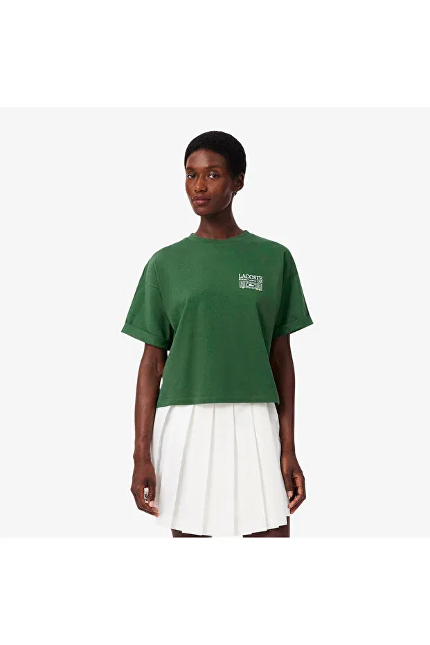 Футболка Lacoste Relaxed Fit, с принтом, зеленый