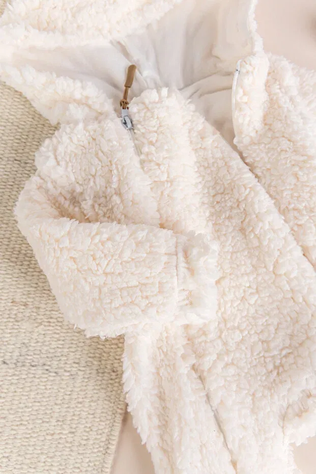 Детский комбинезон с капюшоном Welsoft plush winter Babymod, Cream — фото 4