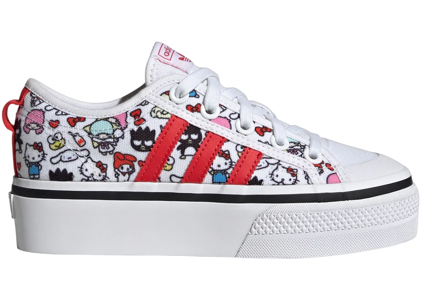 Детские кроссовки с платформой Adidas Nizza Platform, Cloud White Core Black Vivid Red
