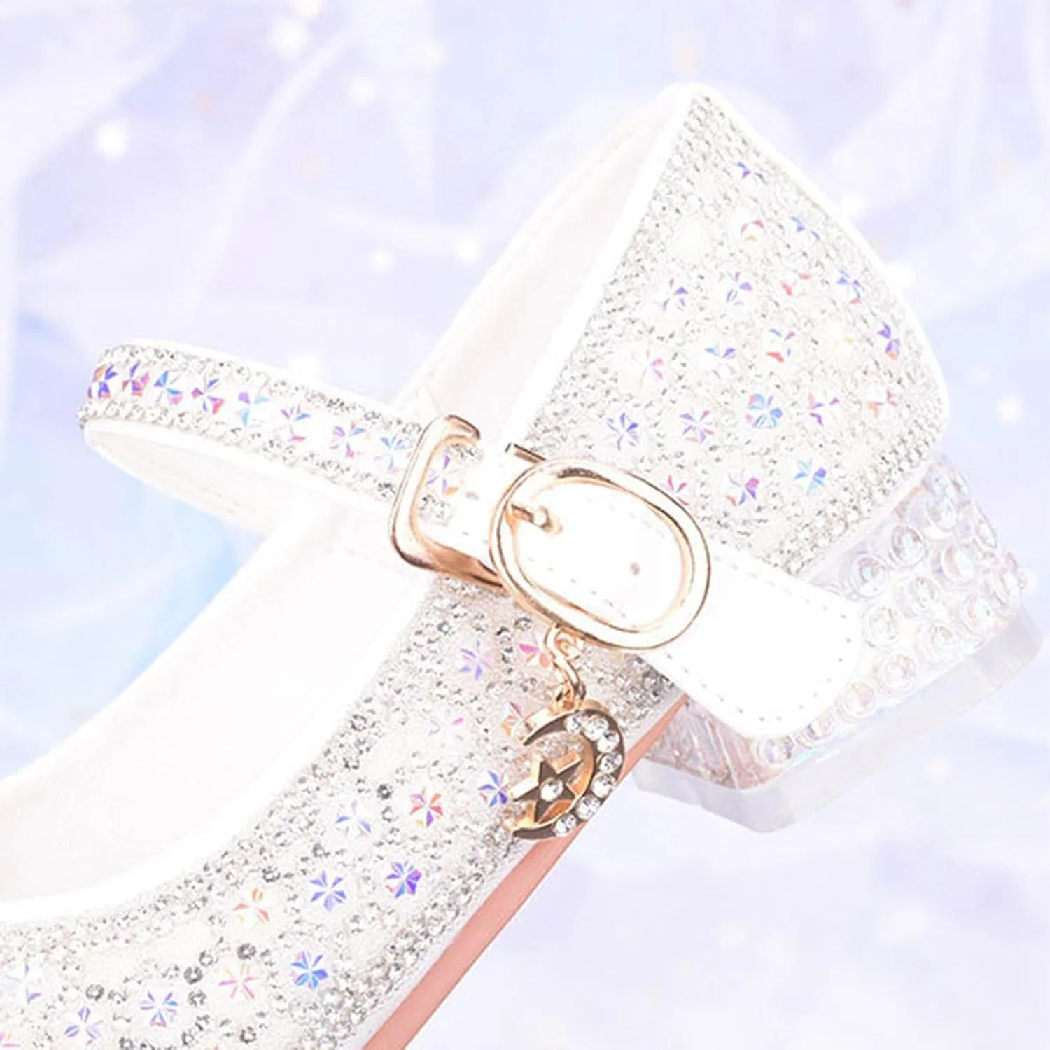 Детские туфли для девочек с блестками, модель Sparkly Party Wedding Ballet Flat, бренд, White — фото 4