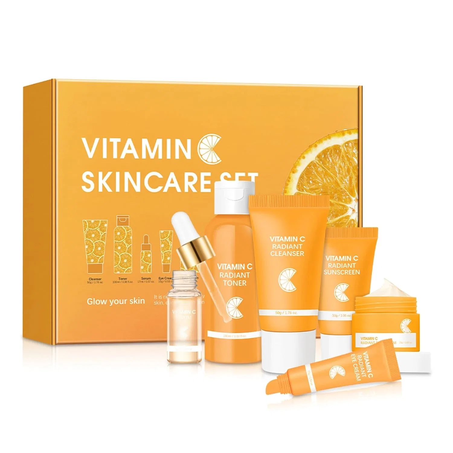 Набор для ухода за кожей лица, 6 предметов, Generisch, Cleanser, Toner, Serum, Eye Cream, Face Cream, Sun Cream, 350 г