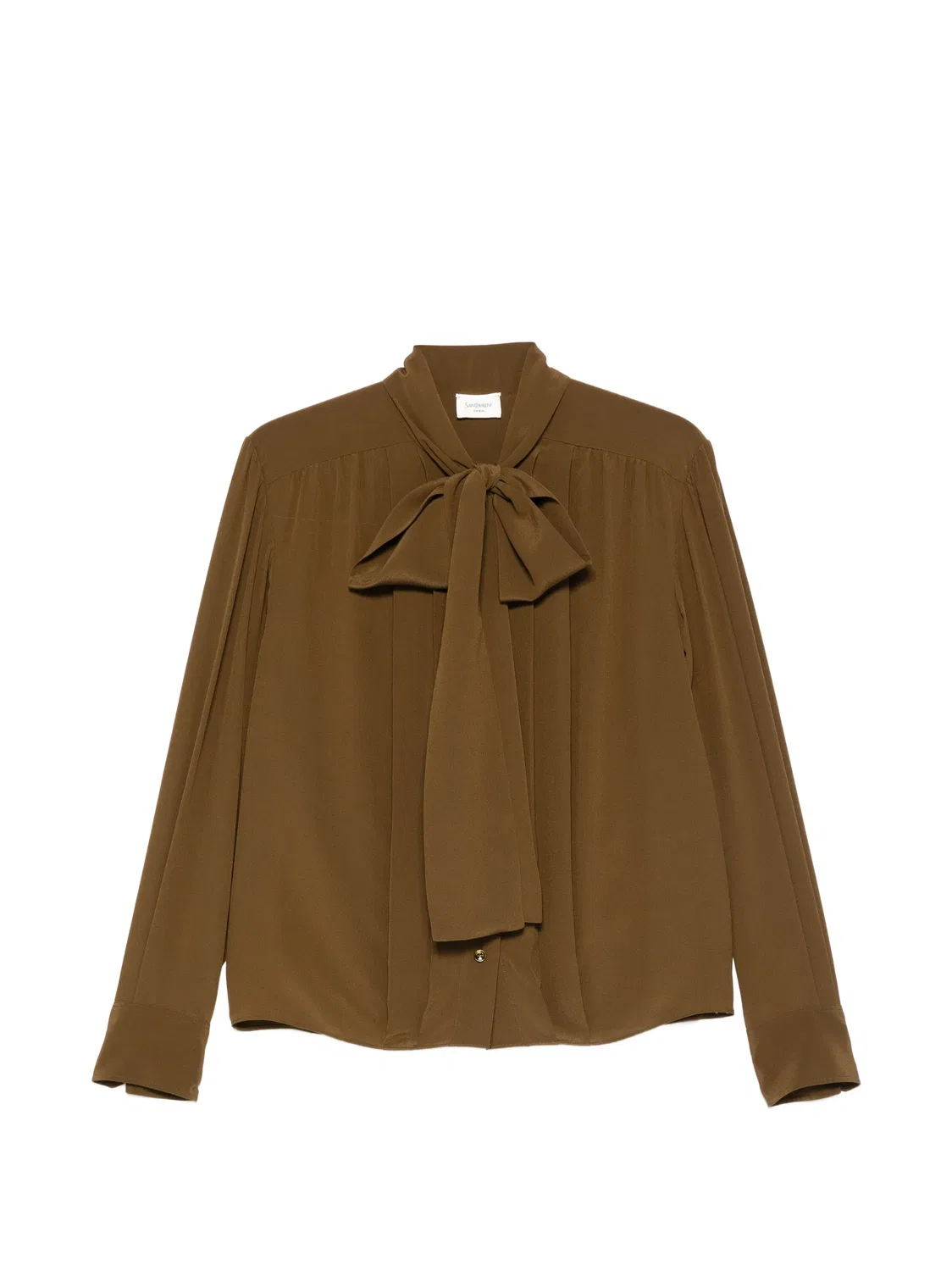Шелковая блузка Saint Laurent, коричневый