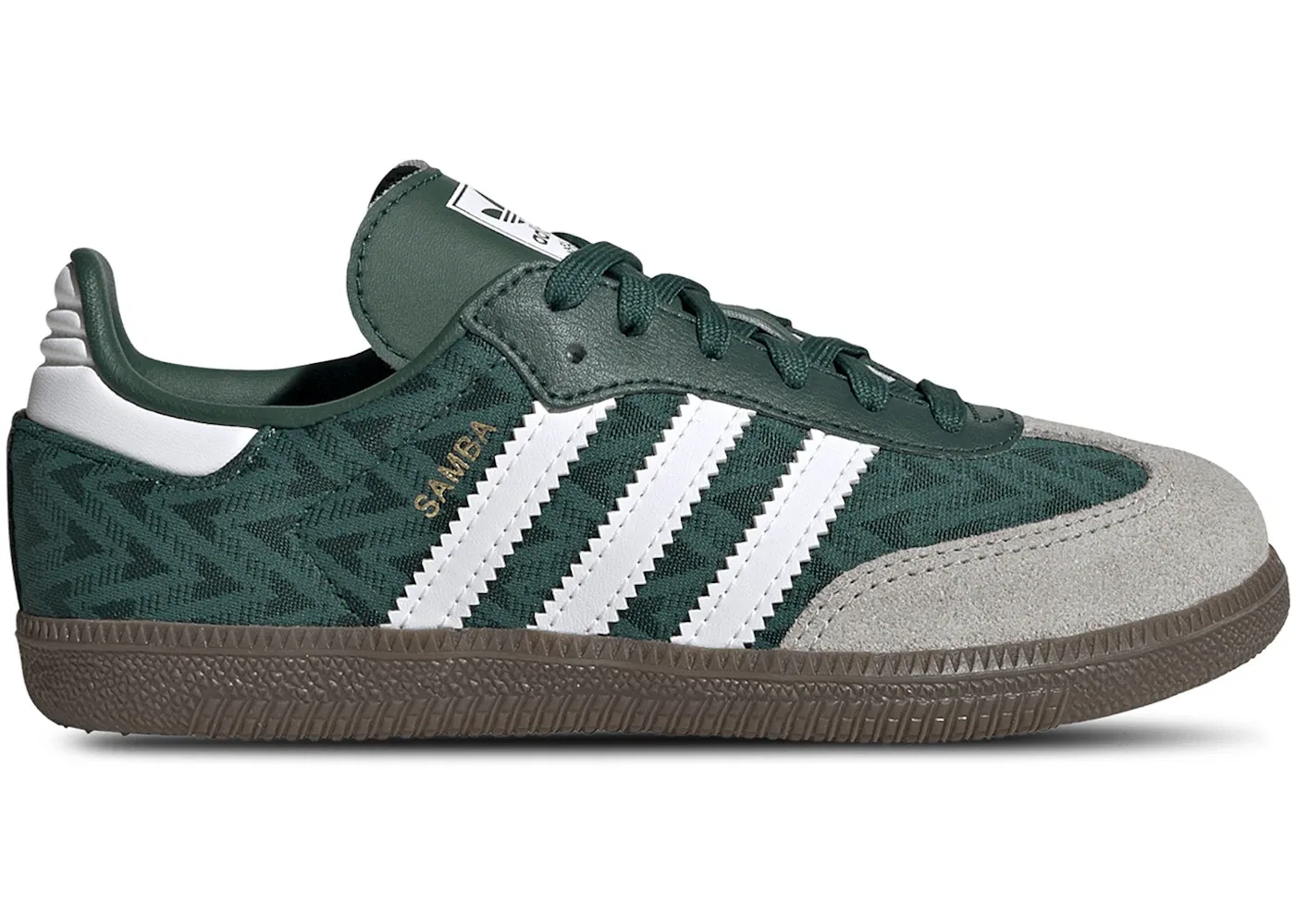 Детские кеды Lifestyle с длинным язычком Adidas Samba OG, Collegiate Green/Cloud White/Gum