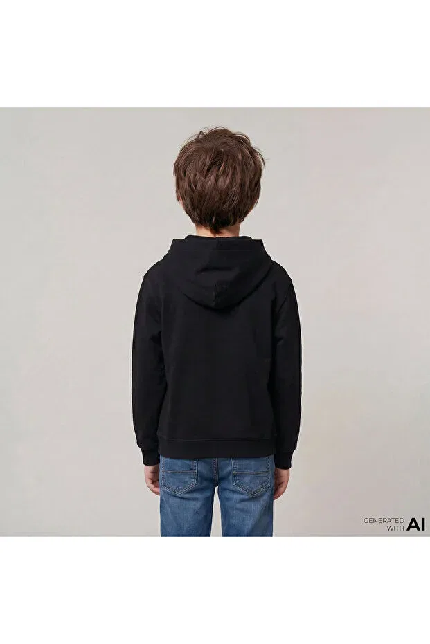 Детские свитшот для девочек хлопковый Relaxed back kids black sweatshirt Calvin Klein, Black — фото 2